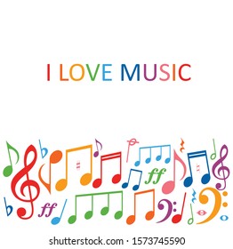 Musical notes colorful music background. Vector illustration for design pattern