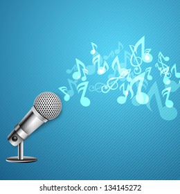 Musical notes coming out from microphone.
