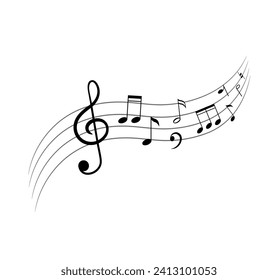 Musical notes concept on white background. Vector illustration