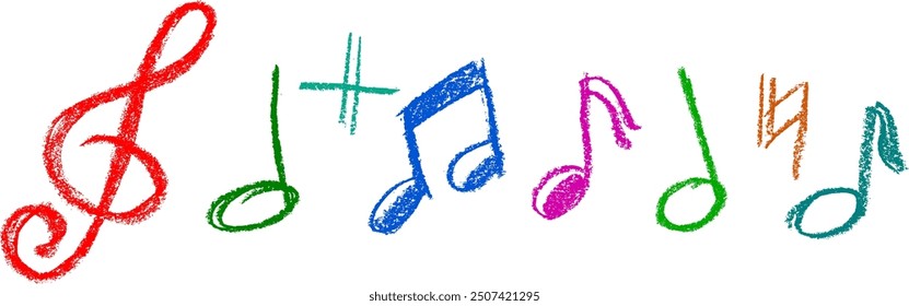 Musical Notes Crayon Chalk Drawing