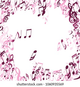 Musical Notes. Creative Background with Notes, Bass and Treble Clefs. Vector Element for Musical Poster, Banner, Advertising, Card. Minimalistic Simple Background.