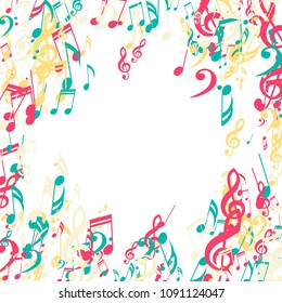Musical Notes. Creative Background with Notes, Bass and Treble Clefs. Vector Element for Musical Poster, Banner, Advertising, Card. Minimalistic Simple Background.