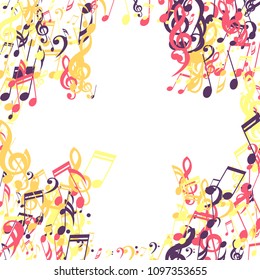 Musical Notes. Creative Background with Notes, Bass and Treble Clefs. Vector Element for Musical Poster, Banner, Advertising, Card. Minimalistic Simple Background.