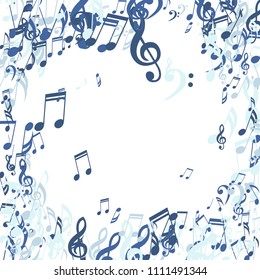 Musical Notes. Creative Background with Notes, Bass and Treble Clefs. Vector Element for Musical Poster, Banner, Advertising, Card. Minimalistic Simple Background.