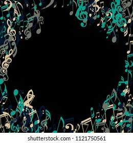 Musical Notes. Creative Background with Notes, Bass and Treble Clefs. Vector Element for Musical Poster, Banner, Advertising, Card. Minimalistic Simple Background.