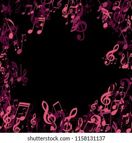 Musical Notes. Creative Background with Notes, Bass and Treble Clefs. Vector Element for Musical Poster, Banner, Advertising, Card. Minimalistic Simple Background.
