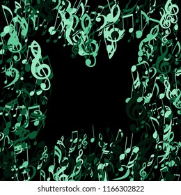 Musical Notes. Creative Background with Notes, Bass and Treble Clefs. Vector Element for Musical Poster, Banner, Advertising, Card. Minimalistic Simple Background.