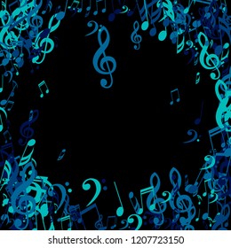 Musical Notes. Creative Background with Notes, Bass and Treble Clefs. Vector Element for Musical Poster, Banner, Advertising, Card. Minimalistic Simple Background.