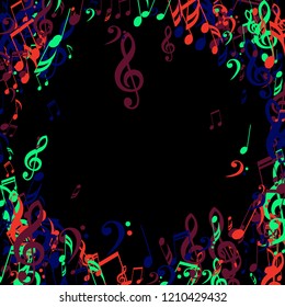 Musical Notes. Creative Background with Notes, Bass and Treble Clefs. Vector Element for Musical Poster, Banner, Advertising, Card. Minimalistic Simple Background.