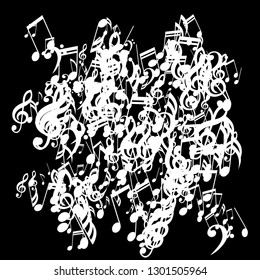 Musical Notes. Creative Background with Notes, Bass and Treble Clefs. Vector Element for Musical Poster, Banner, Advertising, Card. Minimalistic Simple Background.