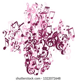 Musical Notes. Creative Background with Notes, Bass and Treble Clefs. Vector Element for Musical Poster, Banner, Advertising, Card. Minimalistic Simple Background.