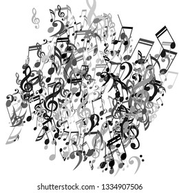 Musical Notes. Creative Background with Notes, Bass and Treble Clefs. Vector Element for Musical Poster, Banner, Advertising, Card. Minimalistic Simple Background.