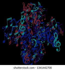 Musical Notes. Creative Background with Notes, Bass and Treble Clefs. Vector Element for Musical Poster, Banner, Advertising, Card. Minimalistic Simple Background.