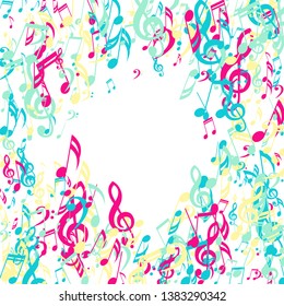 Musical Notes. Creative Background with Notes, Bass and Treble Clefs. Vector Element for Musical Poster, Banner, Advertising, Card. Minimalistic Simple Background.