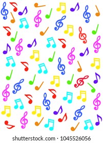 Musical notes of different colors