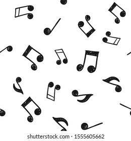 Musical notes doodles seamless pattern. Music symbols texture.