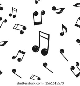 Musical notes doodles seamless pattern. Music symbols texture.