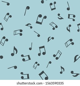 Musical notes doodles seamless pattern. Music symbols texture.