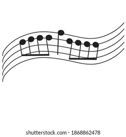 Musical notes are drawn on staff, in the shape of a Hanukkah menorah - a special candlestick used on the Jewish holiday.
Black vector on a white background