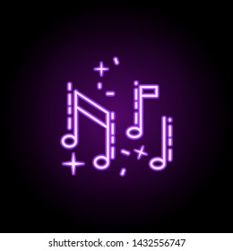 Musical notes dusk style neon icon. Elements of birthday set. Simple icon for websites, web design, mobile app, info graphics