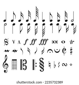 Musical Notes editable Free Vector Image