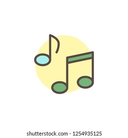 Musical notes filled outline icon, line vector sign, linear colorful pictogram isolated on white. Music note symbol, logo illustration. Pixel perfect vector graphics