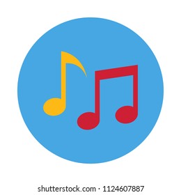 Musical notes flat icon isolated on blue background. Simple 
notes sign symbol in flat style.Vector illustration for web and mobile design.