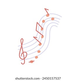 Musical notes flat style, vector illustration isolated on white background. Simple signs for song, tune and melody, decorative design element. Colorful image