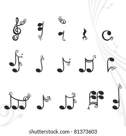 musical notes with floral design elements