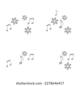 musical notes and flowers icon, vector illustration