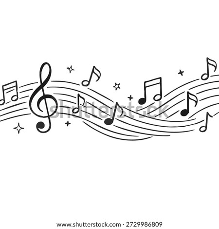 Musical notes flowing in a wave pattern