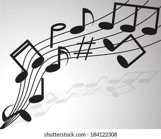 Musical notes flying over the stave