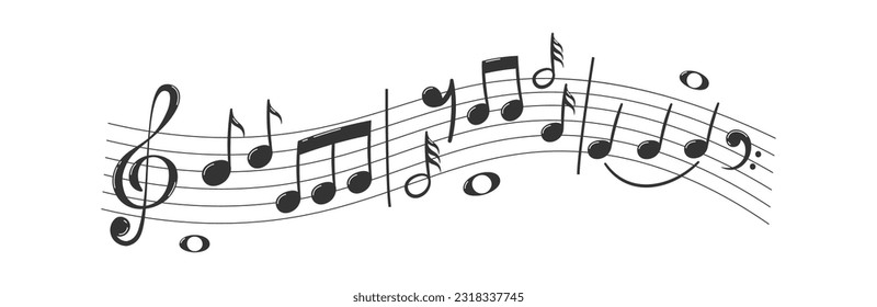 Musical Notes Flying Vector Illustration