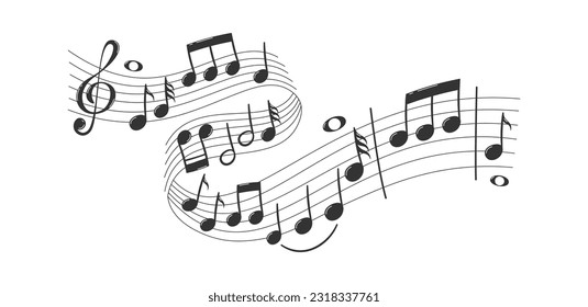 Notas musicales Ilustración del vector volante