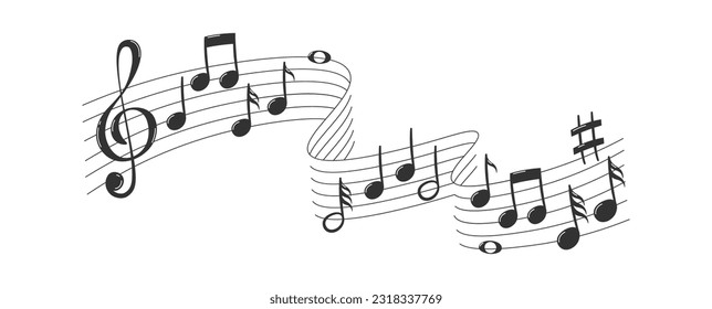 Notas musicales Ilustración del vector volante