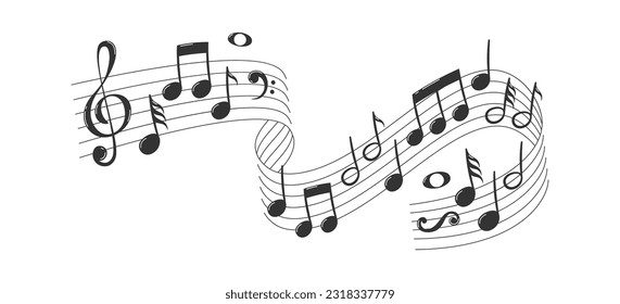 Musical Notes Flying Vector Illustration