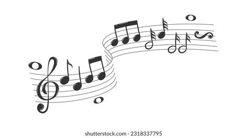 Musical Notes Flying Vector Illustration