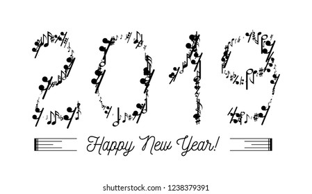 Musical notes in the form of numbers year 2019