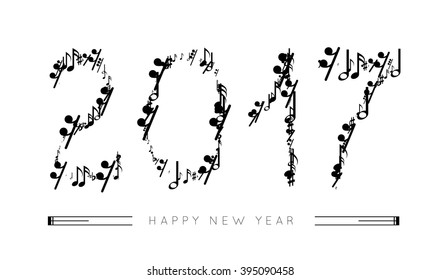 Musical notes in the form of numbers year 2017