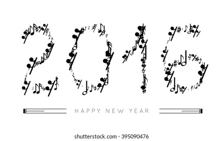 Musical notes in the form of numbers year 2016