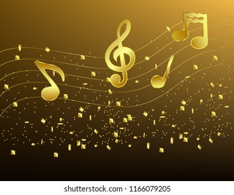 Musical notes gold banner