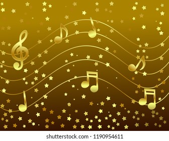 Musical notes gold banner