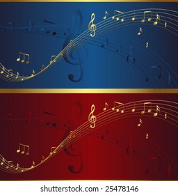 Musical notes golden abstract design set