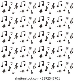 Notas musicales fondo dibujado a mano Ilustración vectorial