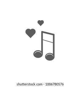 musical notes with heart icon. Elements of Valentine's Day icon. Premium quality graphic design icon. Simple icon for websites, web design, mobile app, info graphics on white background