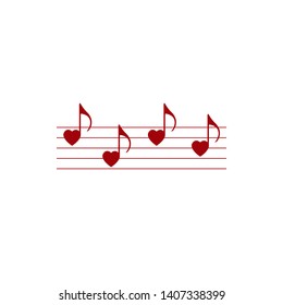 Musical notes heart shape, musical design elements, vector illustration.
