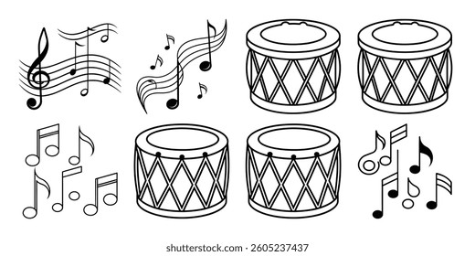 Musical notes icon bundle, vector symbols
