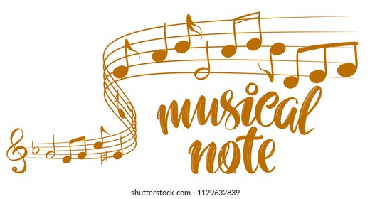 musical notes icon, love music, calligraphy text hand drawn vector illustration sketch