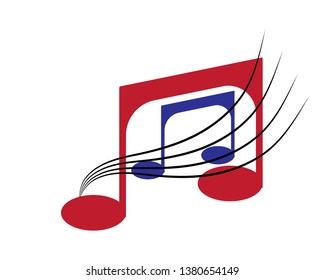 Musical notes icon, modern minimal flat design style, vector illustration - Vector
