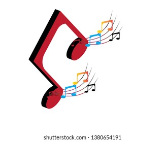 Musical notes icon, modern minimal flat design style, vector illustration - Vector
